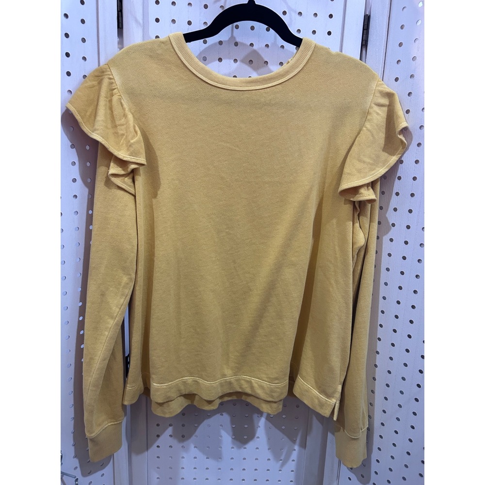 Old Navy Mustard Yellow Ruffle Sleeve Sweatshirt Pullover Top Size L